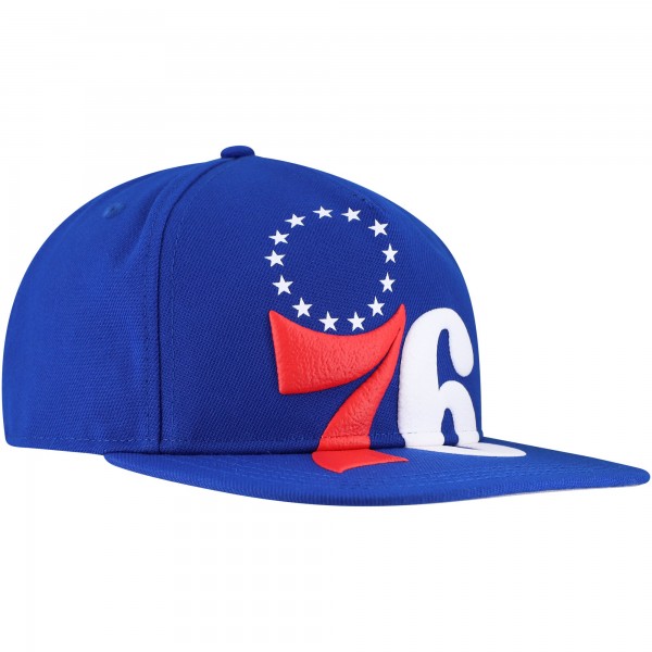 Philadelphia 76ers New Era Royal Oversized Puff Print Logo Golfer Snapback Hat
