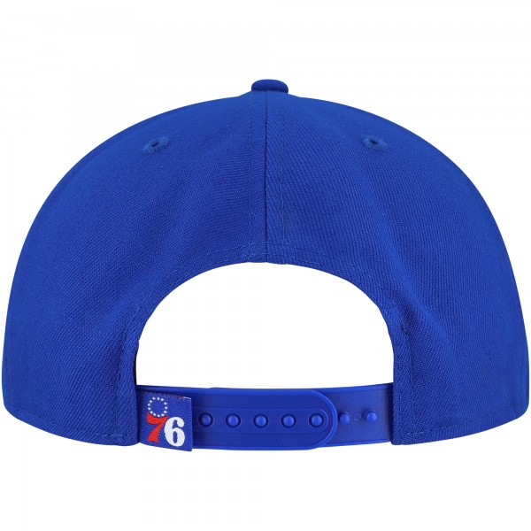 Philadelphia 76ers New Era Royal Oversized Puff Print Logo Golfer Snapback Hat