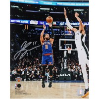 Jalen Brunson New York Knicks Autographed Fanatics Authentic 8 x 10 Shooting vs. Victor Wembanyama Photograph