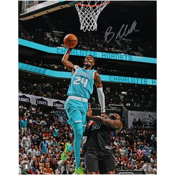 Brandon Miller Charlotte Hornets Autographed Fanatics Authentic 16 x 20 Dunk In Teal Photograph