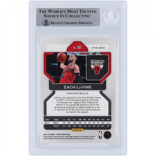 Zach LaVine Chicago Bulls Autographed 2021-22 Panini Prizm Silver Prizms #107 Beckett Fanatics Witnessed Authenticated Card
