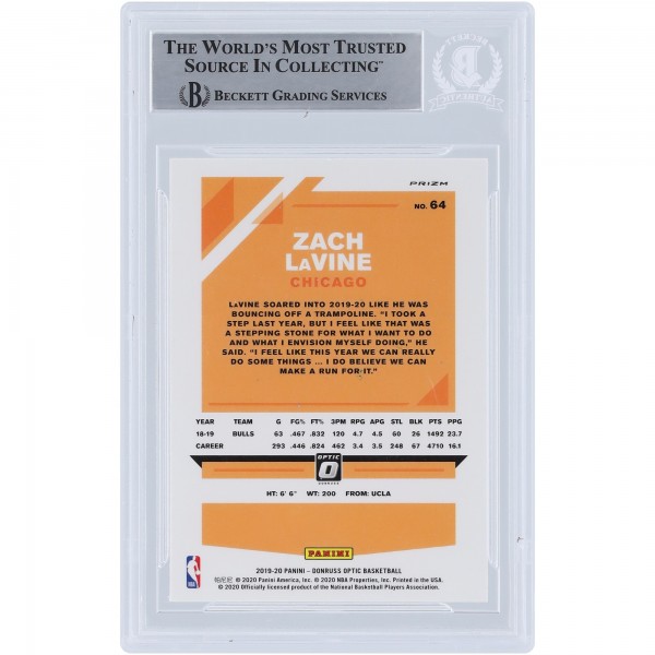 Zach LaVine Chicago Bulls Autographed 2019-20 Panini Donruss Optic Fanatics Box Set #64 Beckett Fanatics Witnessed Authenticated Card