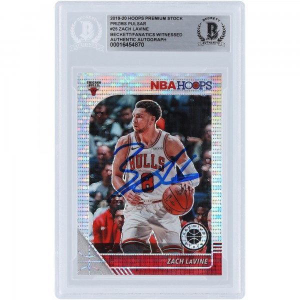 Zach LaVine Chicago Bulls Autographed 2019-20 Panini Hoops Premium Stock Pulsar Prizms #25 Beckett Fanatics Witnessed Authenticated Card