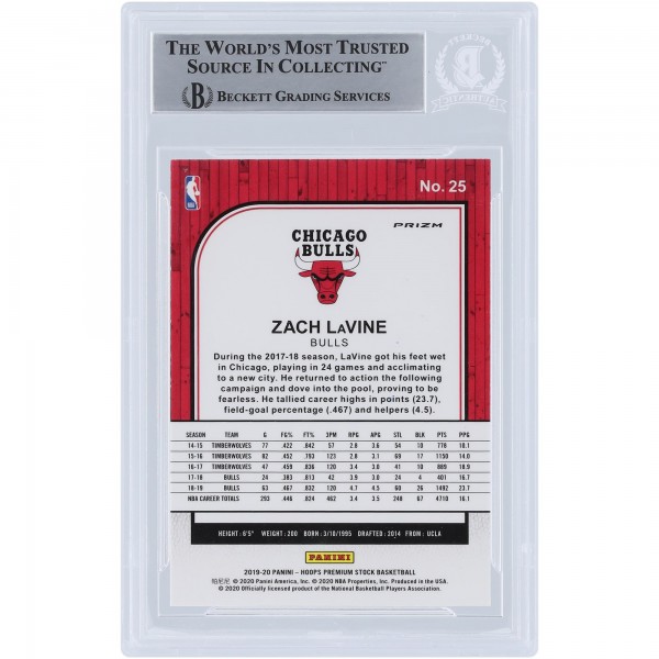 Zach LaVine Chicago Bulls Autographed 2019-20 Panini Hoops Premium Stock Pulsar Prizms #25 Beckett Fanatics Witnessed Authenticated Card