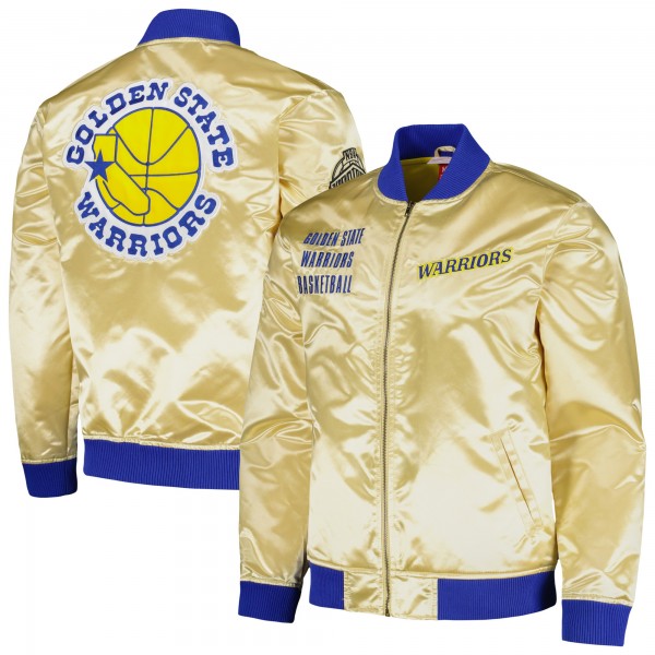 Кофта на молнии Golden State Warriors Mitchell & Ness Team OG 2.0 Vintage Logo Satin - Gold