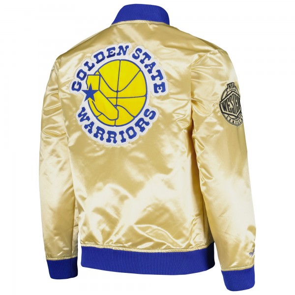 Кофта на молнии Golden State Warriors Mitchell & Ness Team OG 2.0 Vintage Logo Satin - Gold