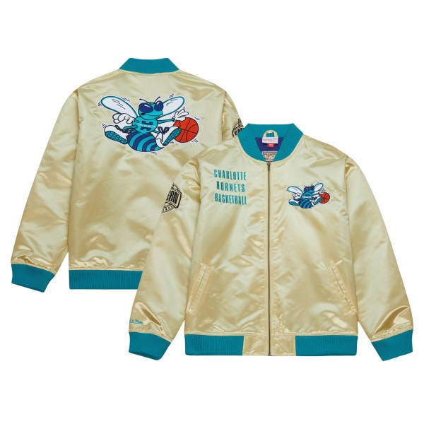 Кофта на молнии Charlotte Hornets Mitchell & Ness Team OG 2.0 Vintage Logo Satin - Gold