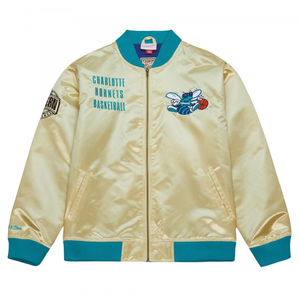 Кофта на молнии Charlotte Hornets Mitchell & Ness Team OG 2.0 Vintage Logo Satin - Gold