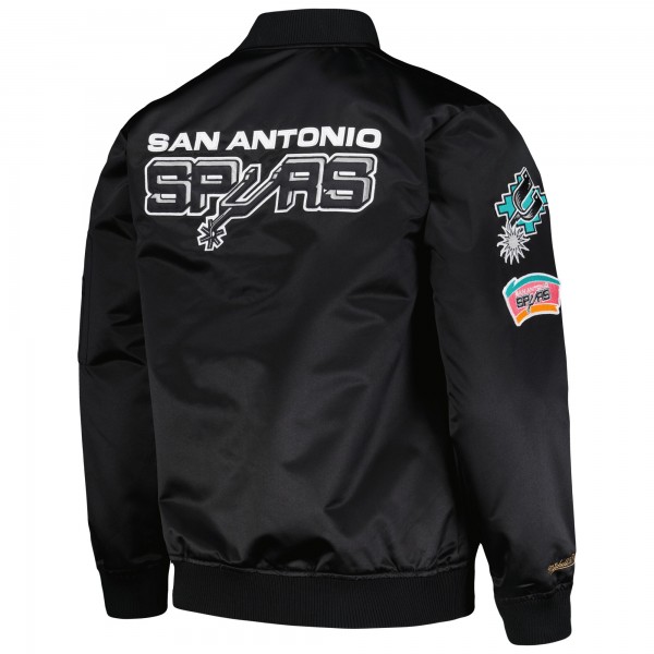 Бомбер на молнии San Antonio Spurs Mitchell & Ness Hardwood Classics Vintage Logo - Black