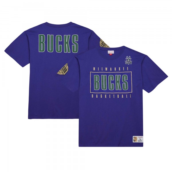Футболка Milwaukee Bucks Mitchell & Ness Hardwood Classics Team OG 2.0 Premium Vintage Logo - Purple