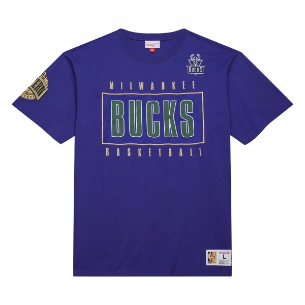 Футболка Milwaukee Bucks Mitchell & Ness Hardwood Classics Team OG 2.0 Premium Vintage Logo - Purple