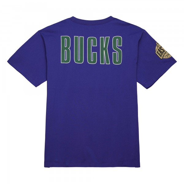 Футболка Milwaukee Bucks Mitchell & Ness Hardwood Classics Team OG 2.0 Premium Vintage Logo - Purple