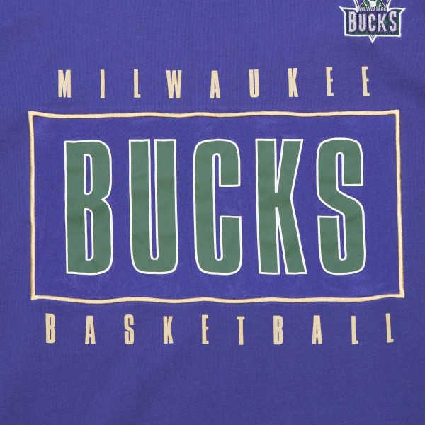 Футболка Milwaukee Bucks Mitchell & Ness Hardwood Classics Team OG 2.0 Premium Vintage Logo - Purple
