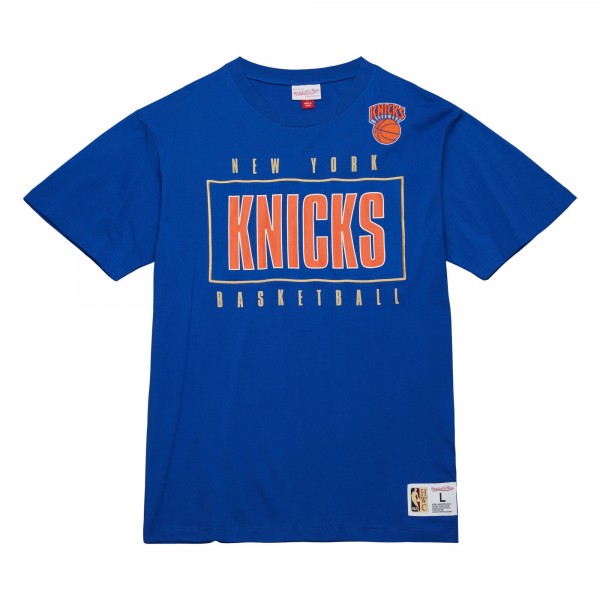 Футболка New York Knicks Mitchell & Ness Hardwood Classics Team OG 2.0 Premium Vintage Logo - Blue
