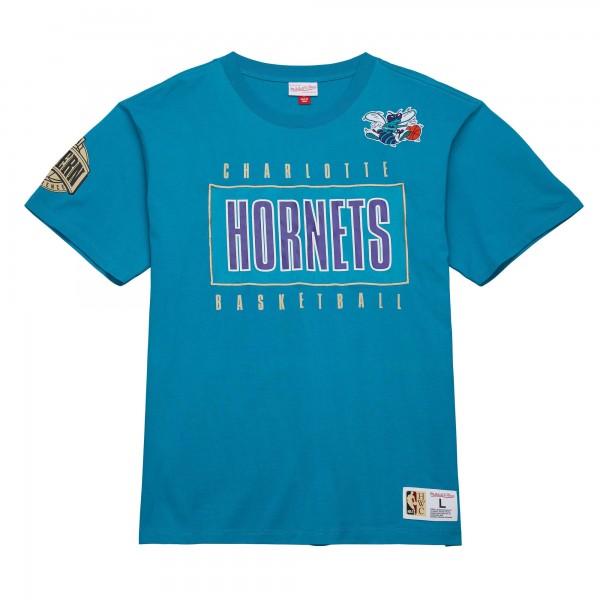 Футболка Charlotte Hornets Mitchell & Ness Hardwood Classics Team OG 2.0 Premium Vintage Logo - Teal