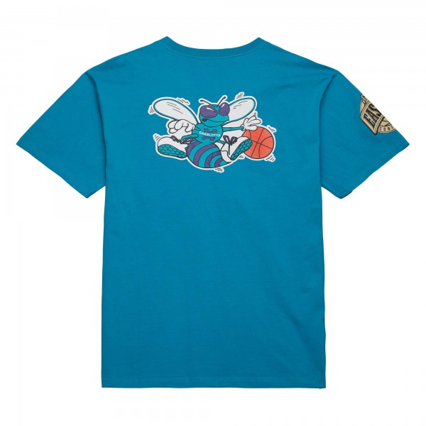 Футболка Charlotte Hornets Mitchell & Ness Hardwood Classics Team OG 2.0 Premium Vintage Logo - Teal