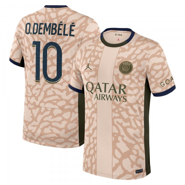Игровая джерси Ousmane Dembélé Paris Saint-Germain Jordan Brand 2023/24 Fourth Stadium Replica Player – Tan