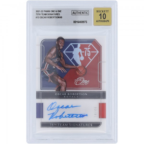 Oscar Robertson Milwaukee Bucks Autographed 2021-22 Panini One & One 75th Anniversary #75-ORB #14/49 BGS Authenticated Auto 10 Card