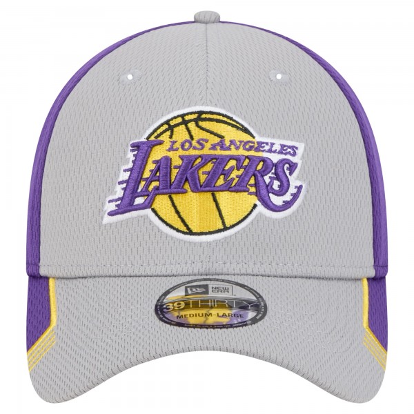 Бейсболка Los Angeles Lakers New Era Gray/Purple Active Trim 39THIRTY