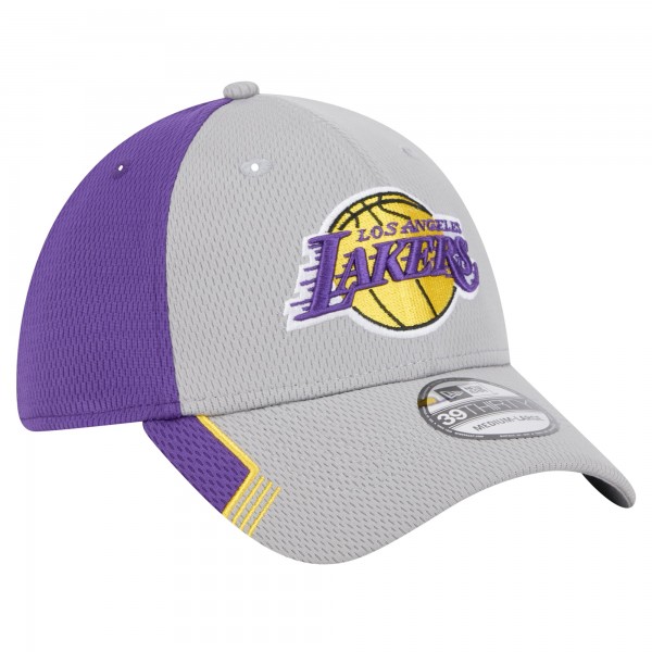 Бейсболка Los Angeles Lakers New Era Gray/Purple Active Trim 39THIRTY