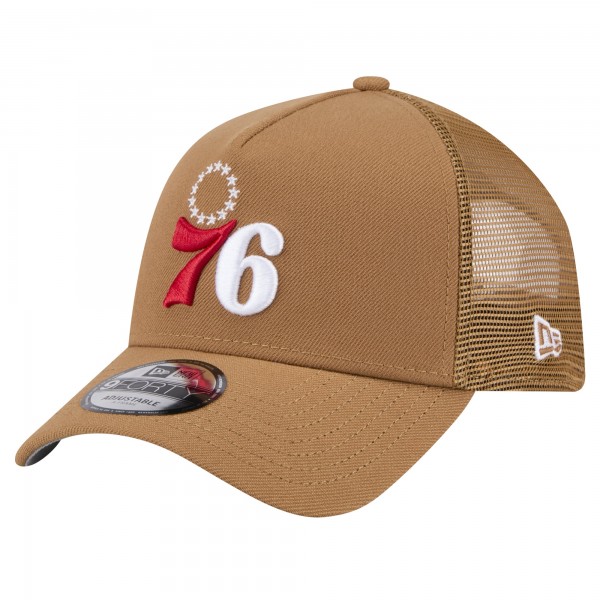 Бейсболка Philadelphia 76ers New Era Tan 9FORTY A-Frame Trucker