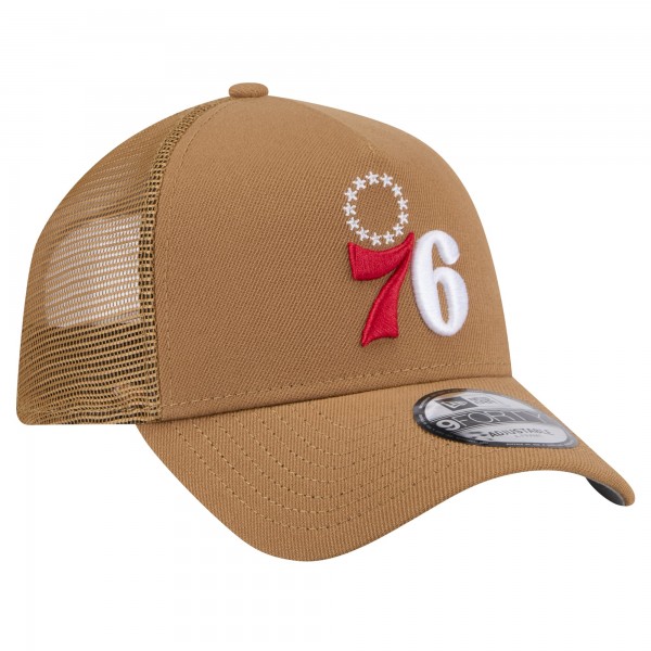 Бейсболка Philadelphia 76ers New Era Tan 9FORTY A-Frame Trucker