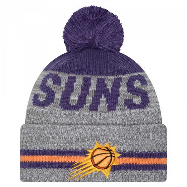 Шапка с помпоном Phoenix Suns New Era Gray Sport Night Runner Cuffed Knit