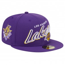 Бейсболка Los Angeles Lakers New Era Purple Sport Night Script Sided 59FIFTY