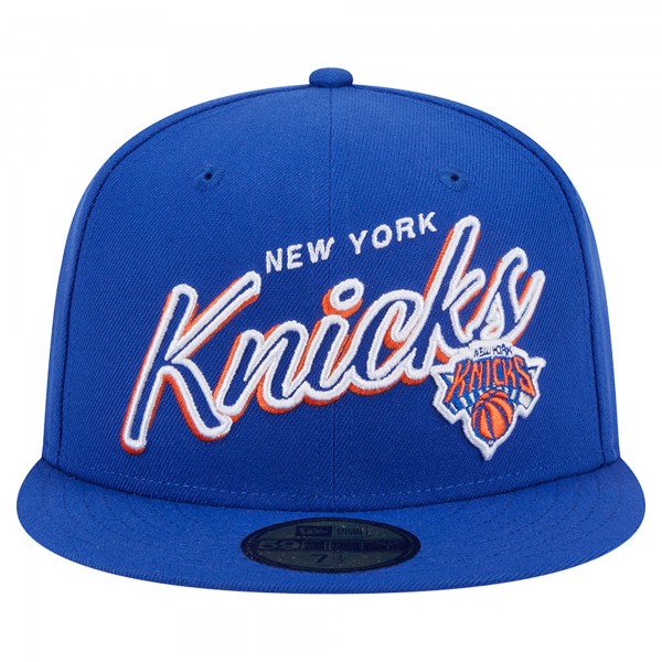Бейсболка New York Knicks New Era Blue Sport Night Script Sided 59FIFTY