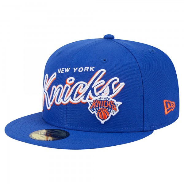Бейсболка New York Knicks New Era Blue Sport Night Script Sided 59FIFTY