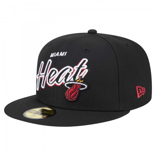 Бейсболка Miami Heat New Era Black Sport Night Script Sided 59FIFTY