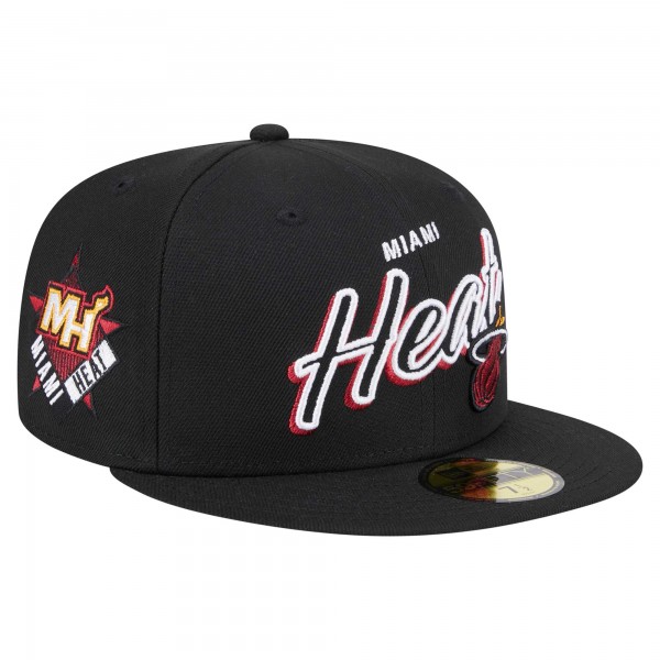 Бейсболка Miami Heat New Era Black Sport Night Script Sided 59FIFTY