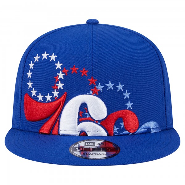 Бейсболка Philadelphia 76ers New Era Royal Sport Night Team Shadow 9FIFTY Snapback