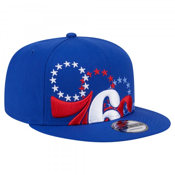 Бейсболка Philadelphia 76ers New Era Royal Sport Night Team Shadow 9FIFTY Snapback