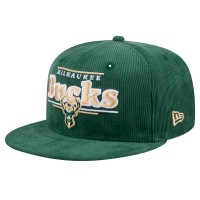 Бейсболка Milwaukee Bucks New Era Hunter Green Throwback Display Corduroy 9FIFTY