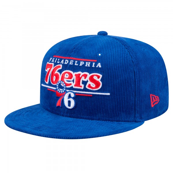 Бейсболка Philadelphia 76ers New Era Royal Throwback Display Corduroy 9FIFTY Snapback