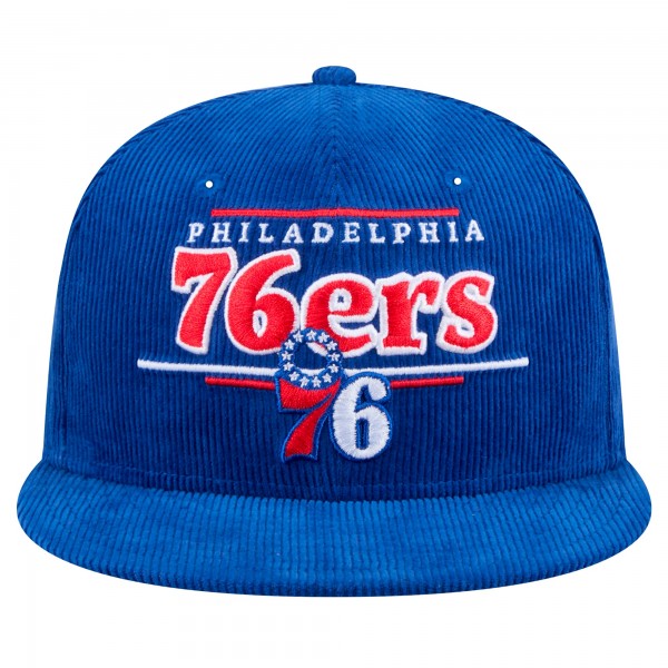 Бейсболка Philadelphia 76ers New Era Royal Throwback Display Corduroy 9FIFTY Snapback