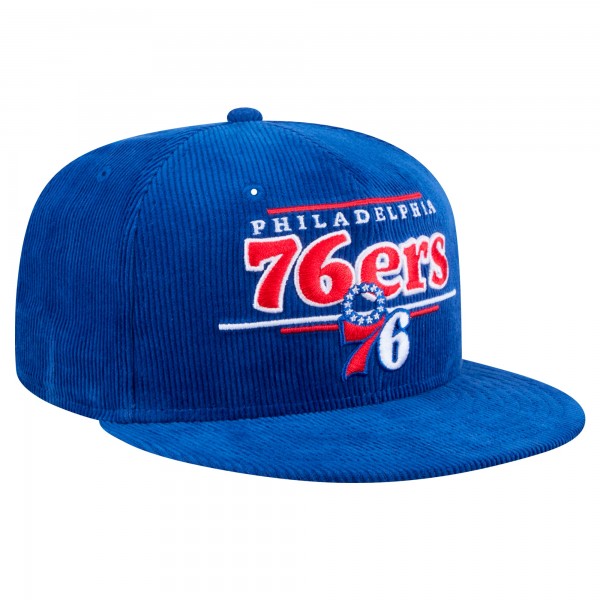 Бейсболка Philadelphia 76ers New Era Royal Throwback Display Corduroy 9FIFTY Snapback