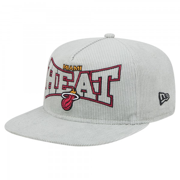 Бейсболка Miami Heat New Era Gray Throwback Corduroy Golfer
