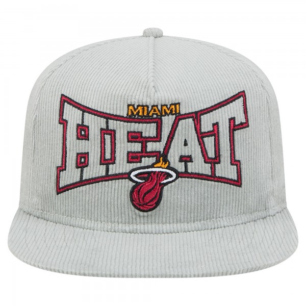 Бейсболка Miami Heat New Era Gray Throwback Corduroy Golfer