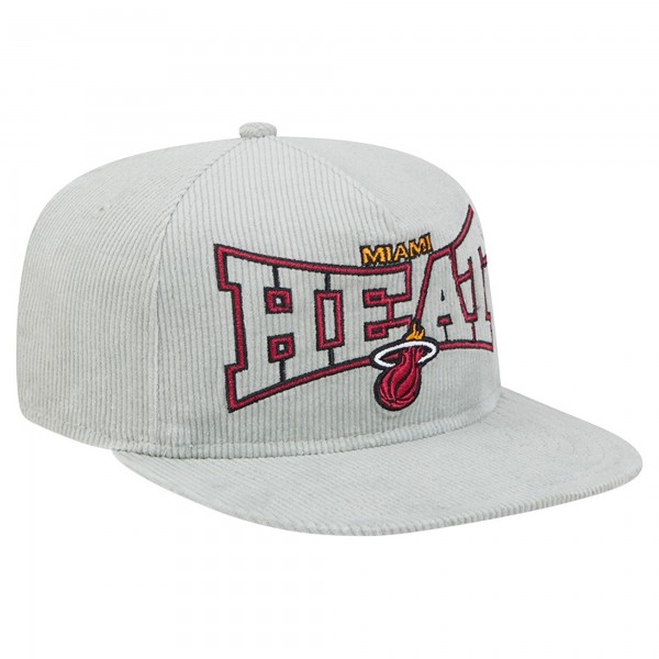 Бейсболка Miami Heat New Era Gray Throwback Corduroy Golfer
