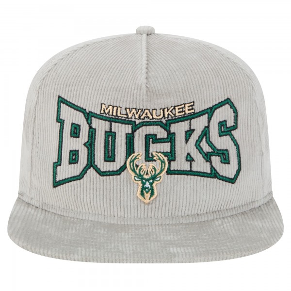 Бейсболка Milwaukee Bucks New Era Gray Throwback Corduroy Golfer