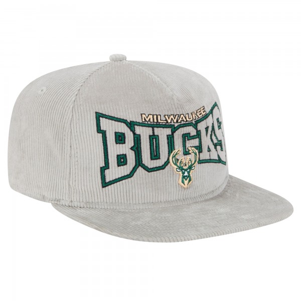 Бейсболка Milwaukee Bucks New Era Gray Throwback Corduroy Golfer