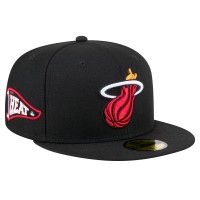 Бейсболка  Miami Heat New Era Black Throwback Pennant 59FIFTY