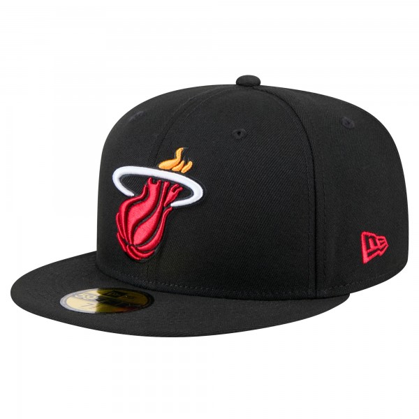 Бейсболка  Miami Heat New Era Black Throwback Pennant 59FIFTY