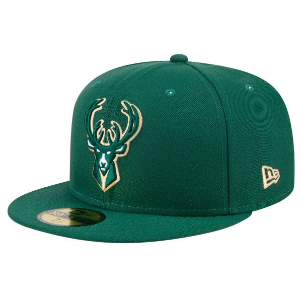 Бейсболка  Milwaukee Bucks New Era Hunter Green Throwback Pennant 59FIFTY