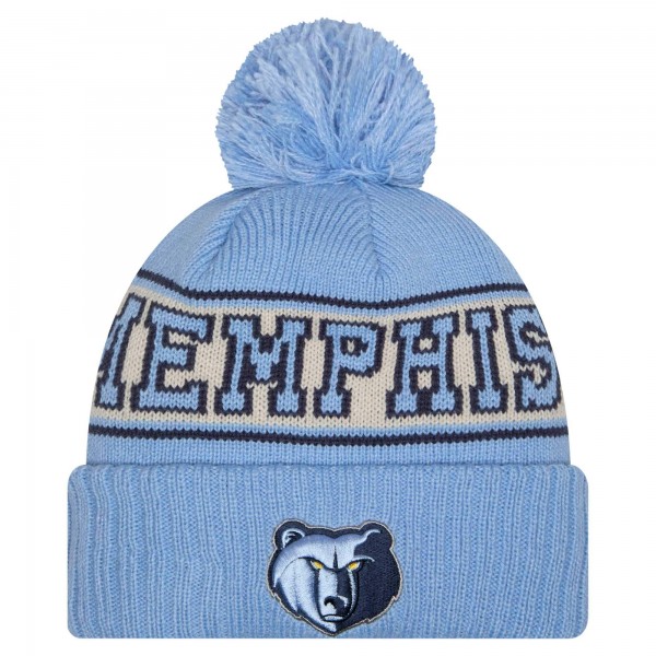 Шапка с помпоном Memphis Grizzlies New Era Throwback Retro Cuffed Knit - Light Blue