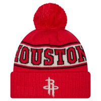 Шапка с помпоном Houston Rockets New Era Red Throwback Retro Cuffed Knit