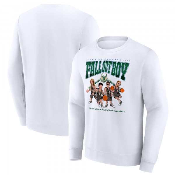 Fall Out Boy x Milwaukee Bucks Fanatics White So Much For (2our) Dust Fleece Pullover Sweatshirt