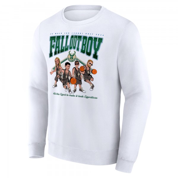 Fall Out Boy x Milwaukee Bucks Fanatics White So Much For (2our) Dust Fleece Pullover Sweatshirt